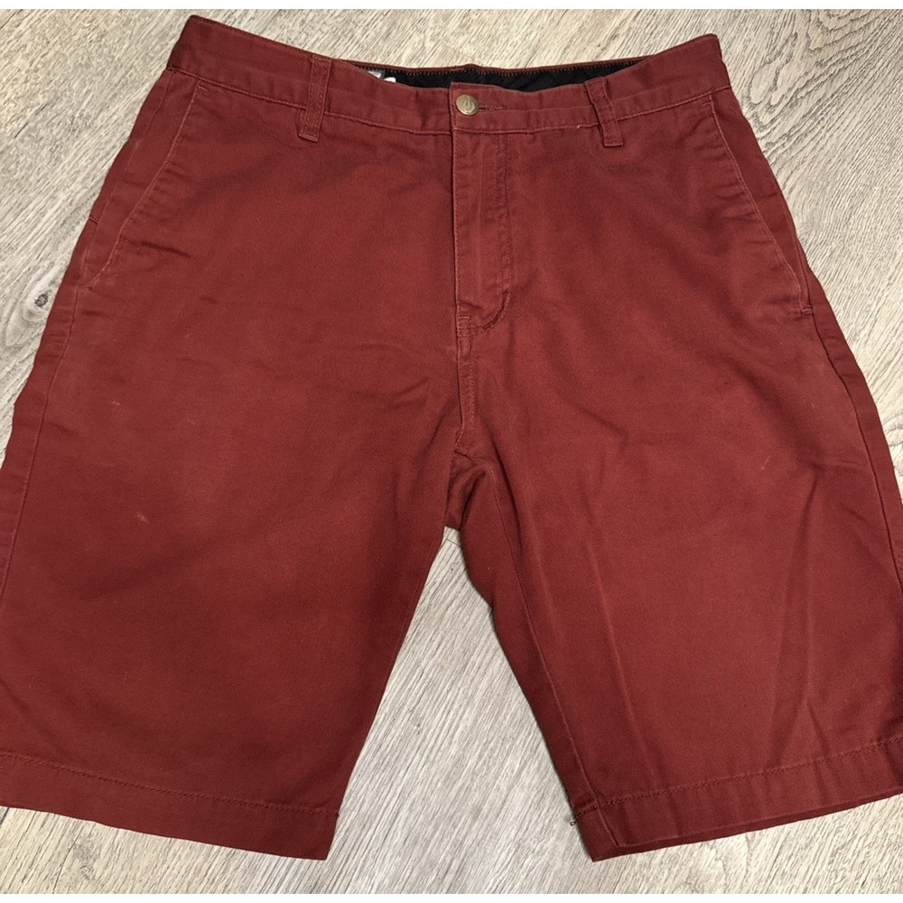 Vtg Volcom Corpo Class Chino Shorts Mens 30 Burgundy Workwear High Rise Reg Fit